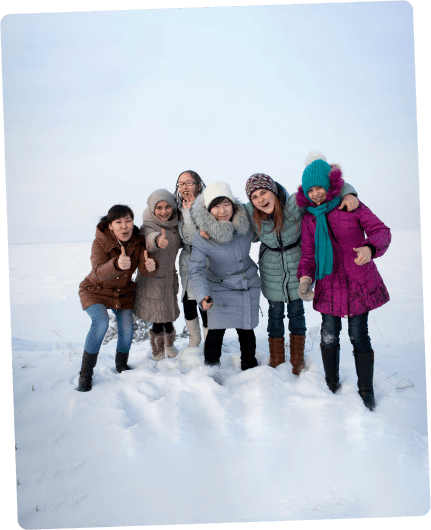 Pray for Zero Kids standing in snow