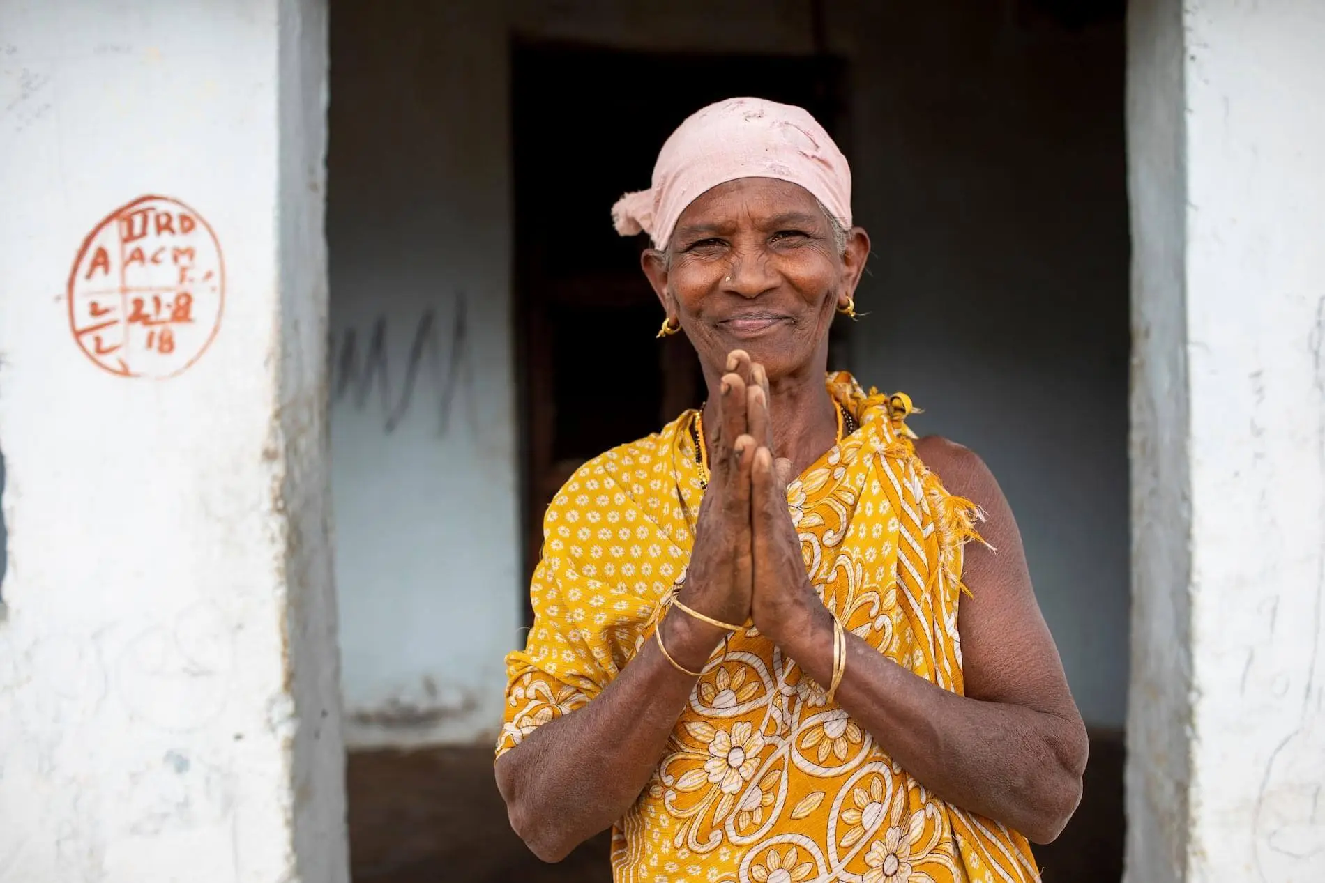 Woman in the posture of prayer